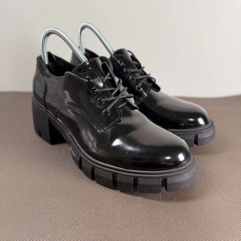 Madden Girl Hicks Lace Up Oxford Shoes Black Man Made Edgy Womens Size 10 - Picture 3 of 10